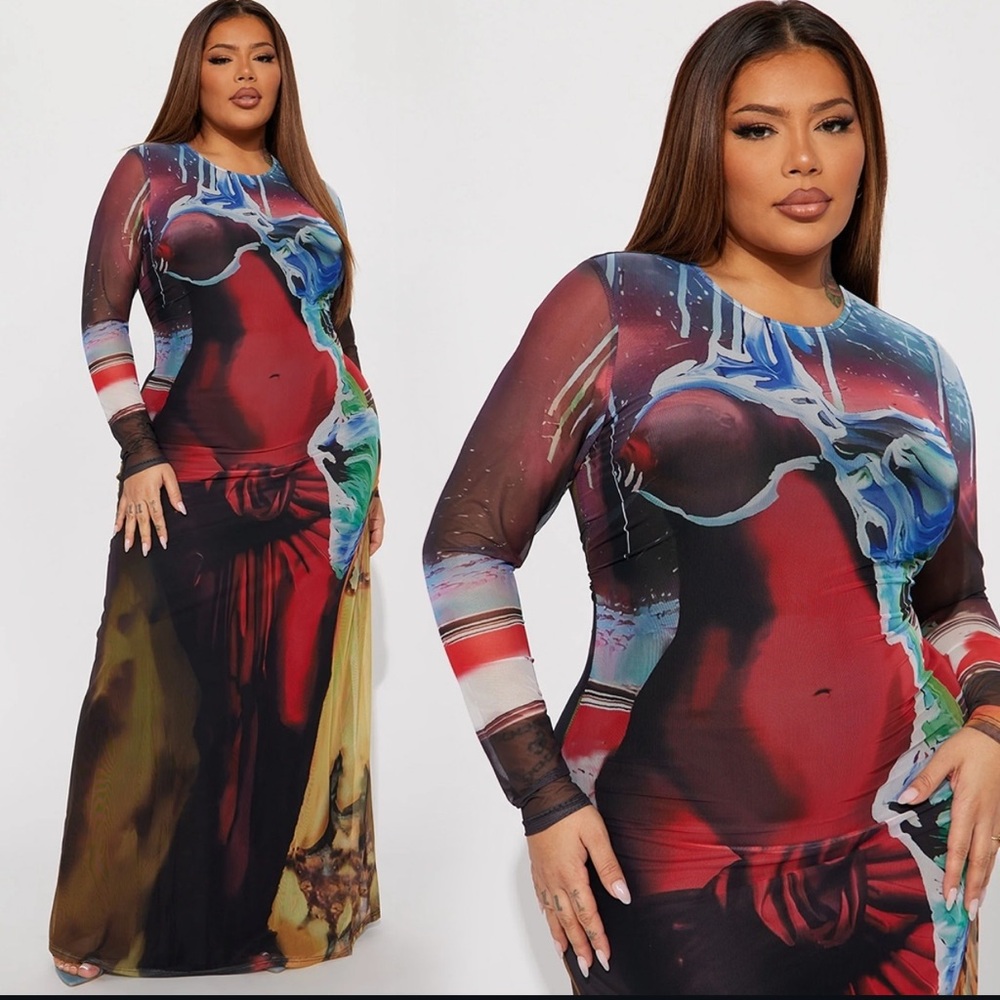 Fashion Nova Mesh Maxi Dress